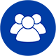 Blue three people icon