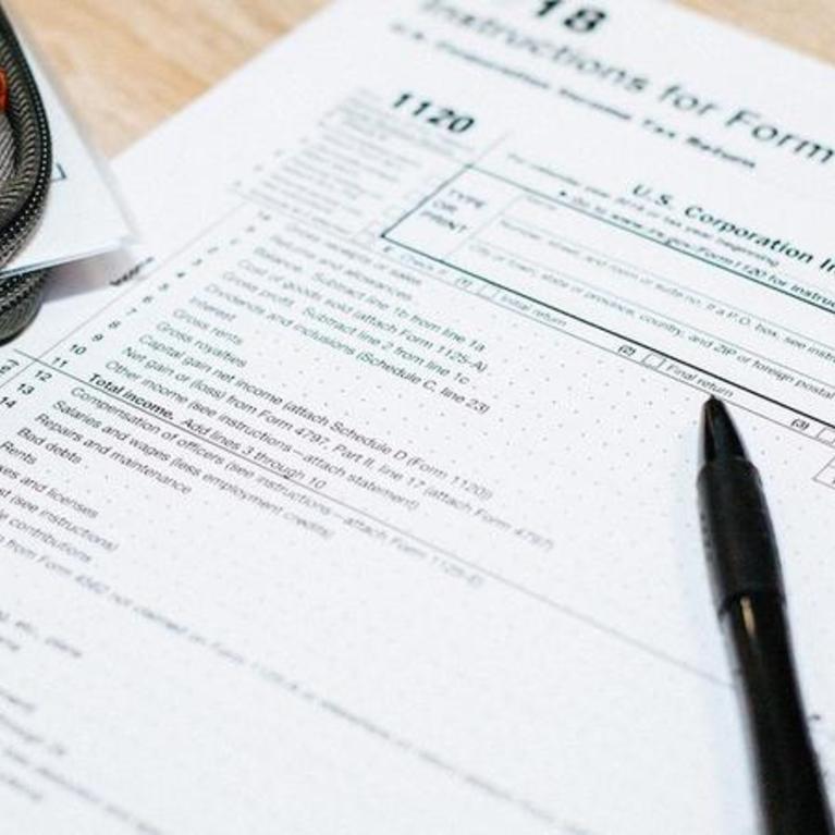 Tax forms on desk