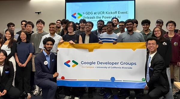 UCR GDG including student leaders, members, and faculty advisor Associate Prof Ashish Sood