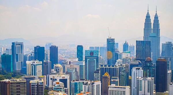 Skyline with high rise buildings in Kuala Lumpur, Malaysia