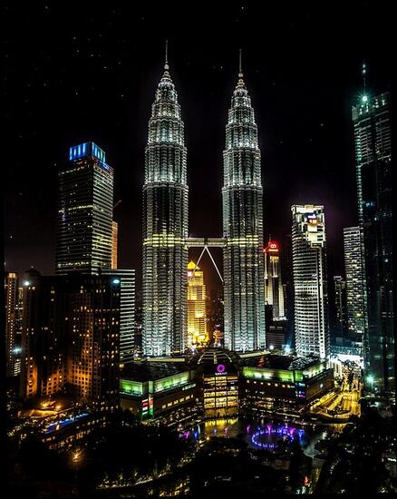 Petronas Towers in Kuala Lumpur at night