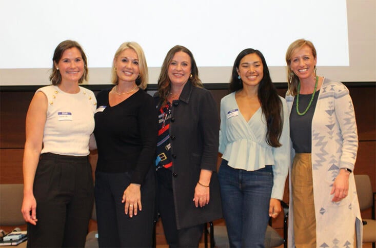 Speakers at the Event Left to Right: Sophia Fischer, Sabina Tinajero, Natalie Barron, Caitlyn Lubas, Jessica N. Grounds Speakers at the Event Left to Right: Sophia Fischer, Sabina Tinajero, Natalie Barron, Caitlyn Lubas, Jessica N. Grounds