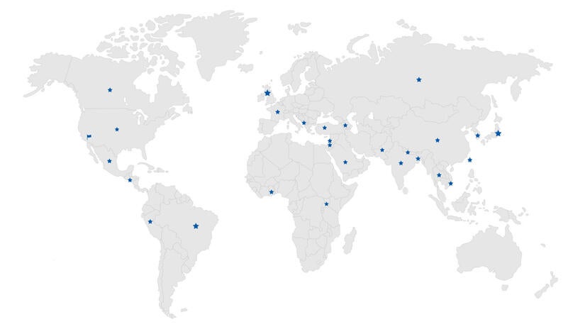 Map of Countries and Territories Represented 2023